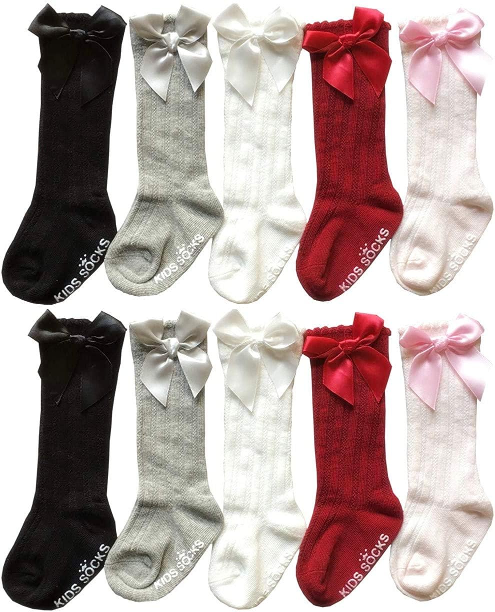 Baby Girl Knee-High Socks Toddlers Bow Stockings Newborn Infant Non-Slip Sock