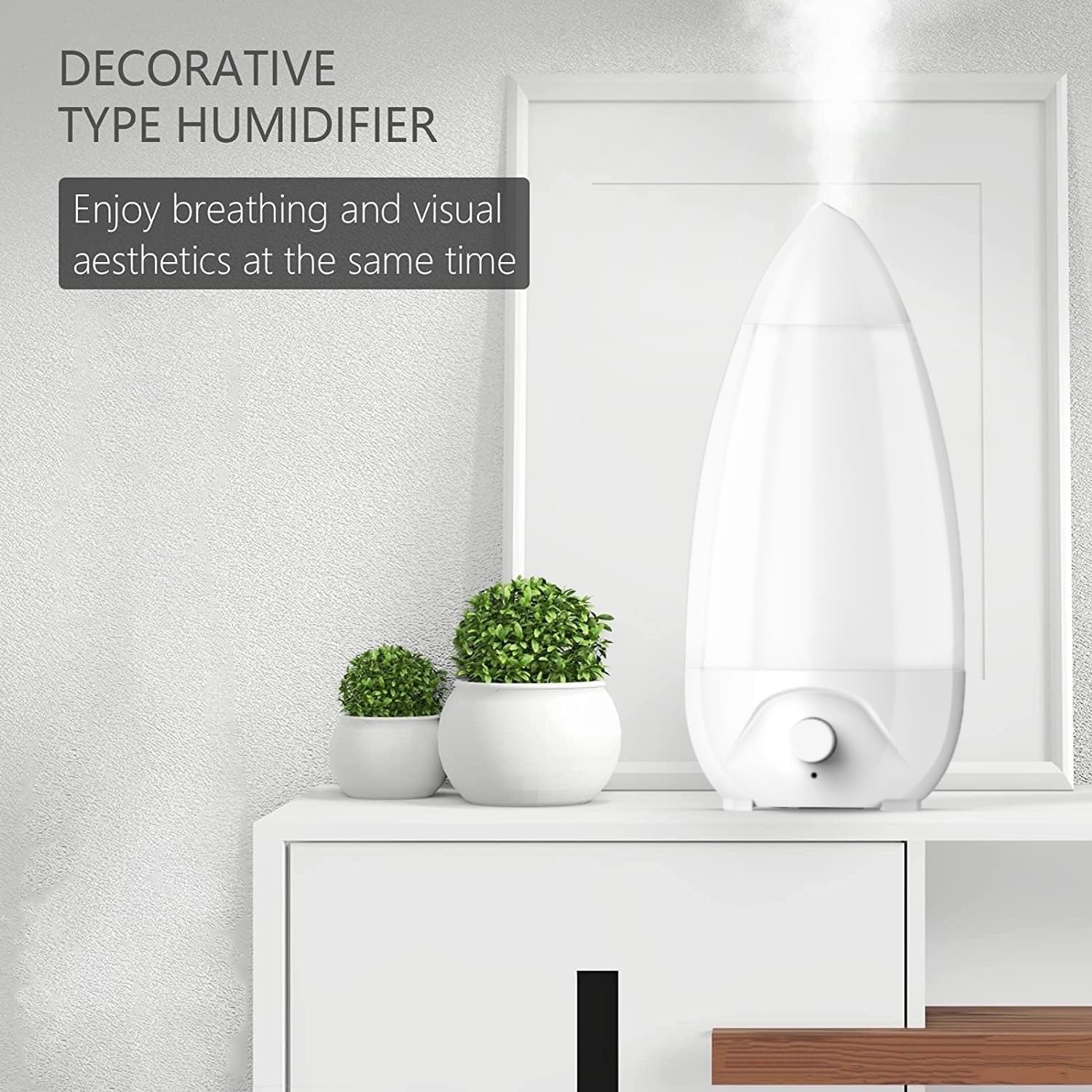 Mobigon 2.6 Litres Humidifier for Room, Cool Mist Ultrasonic Humidifier/Essential Oil Diffuser,Super Quiet 360°Nozzle,Colorful Change,Auto Shut Off&UV Light&,Lasts Up to 24 Hours (B.White)