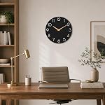 cicininc Wall Clock, Black Silent Non-Ticking, Decorative Battery Operated Wall Clocks for Bedroom, Kitchen, Home, Office, School, Hotel (8 Inch)