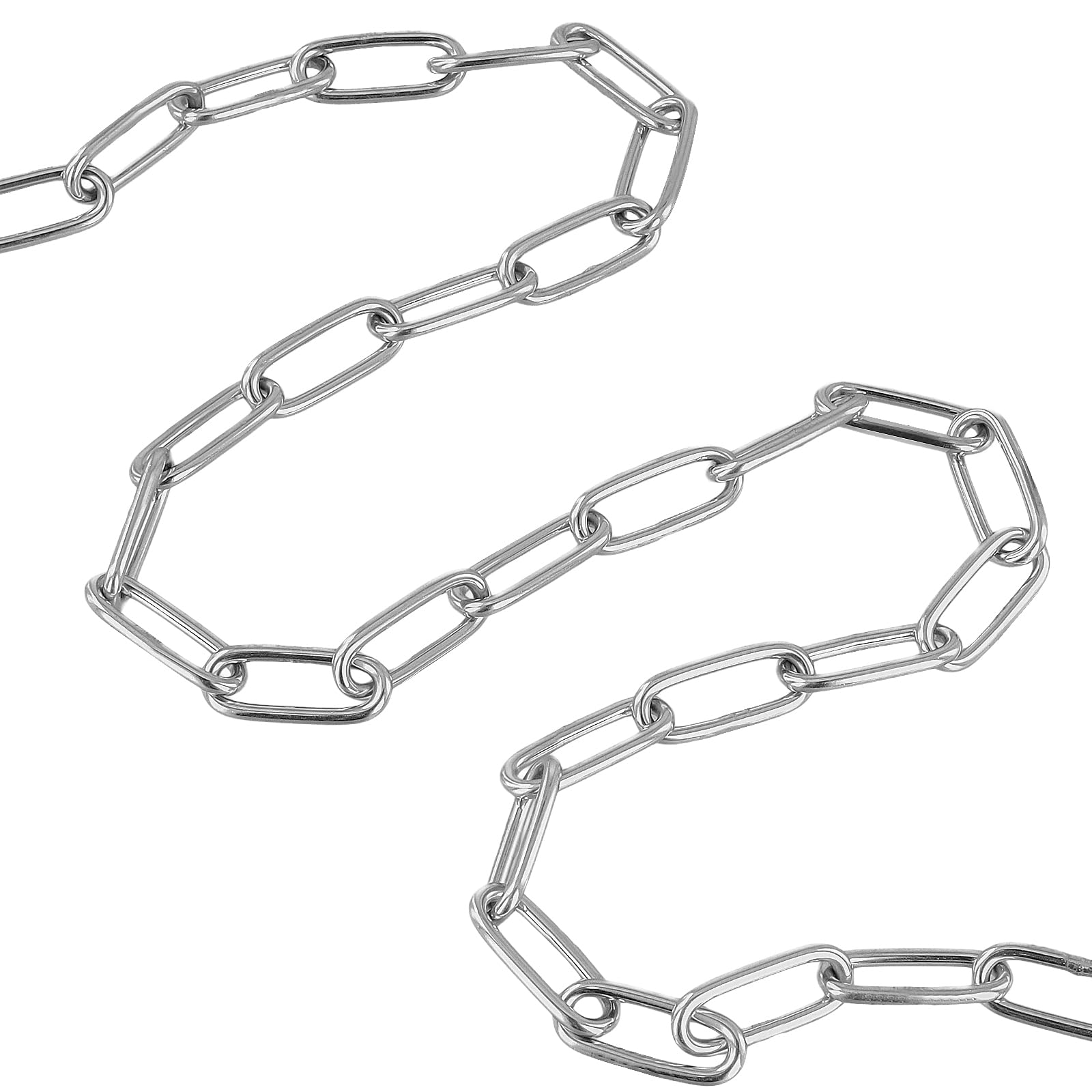 2 Stück 3mm Edelstahlkette 5m lang, Stahlkette Meterware Metallkette, Geschweißte Kettenglieder Gliederkette Edelstahl Ketten für DIY Hängekette, Wäscheleine, Aufhängen - 80kg Belastung