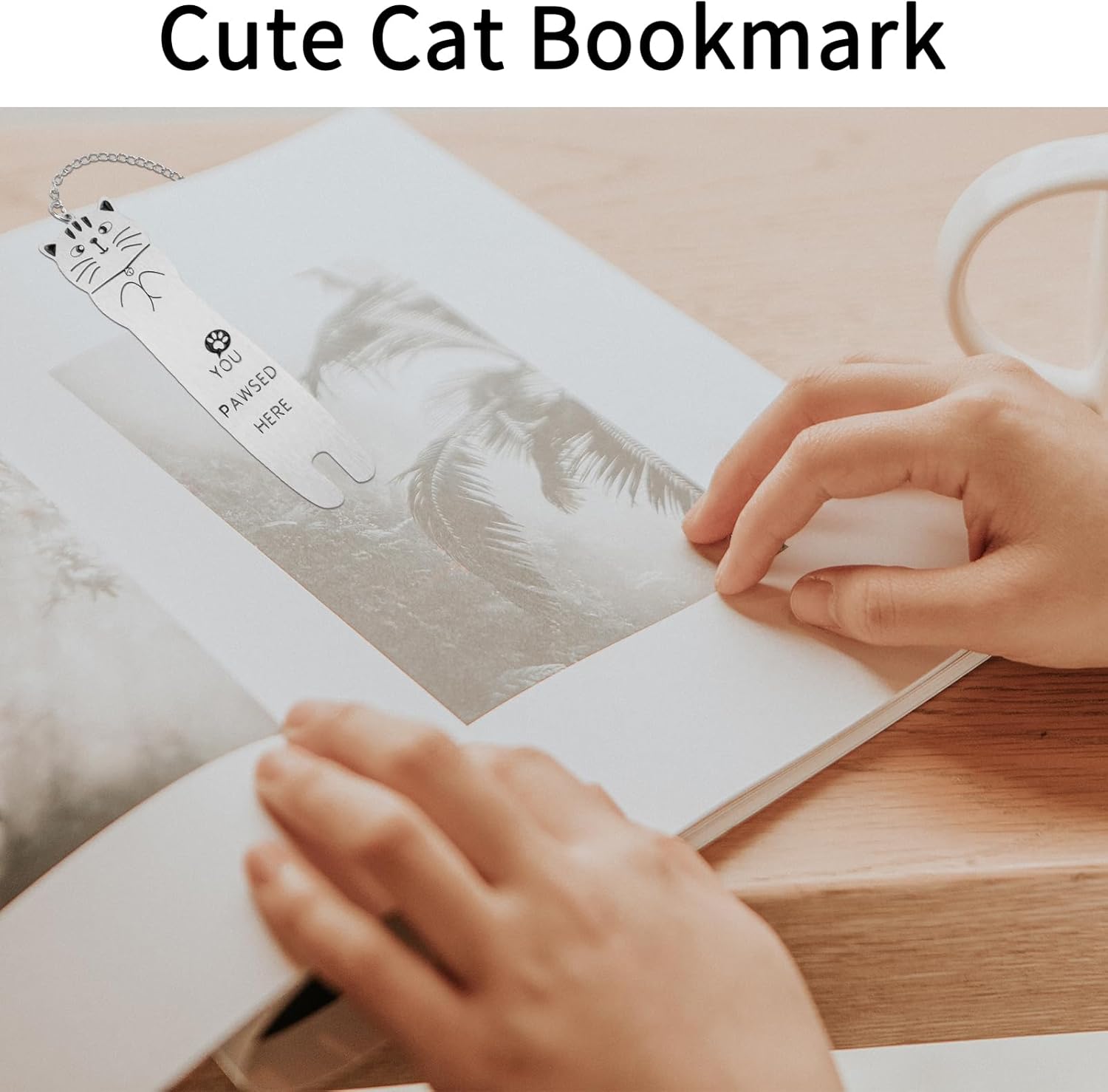 Cat Bookmark, Zinc Alloy You Pawsed Here Funny Cat Shaped Bookmark with Paw Mark Pendant Metal Cute Reading Lightweight Accessories Bookish Gifts for Women Men Book Lovers (Style 1) - Image 5