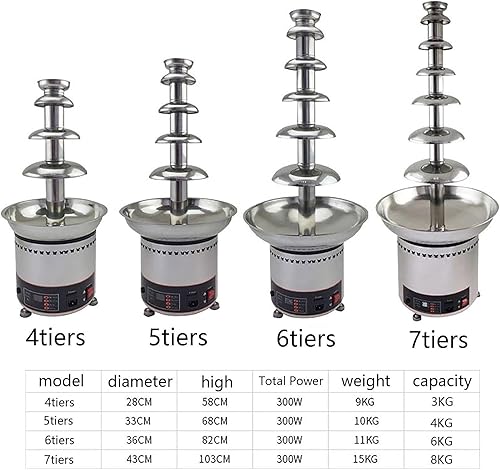 Miniatura 7 de Máquina de fuente de chocolate, para fiesta, cumpleaños, boda, chocolate, nacho, queso, barbacoa, salsa, licores (5 niveles)