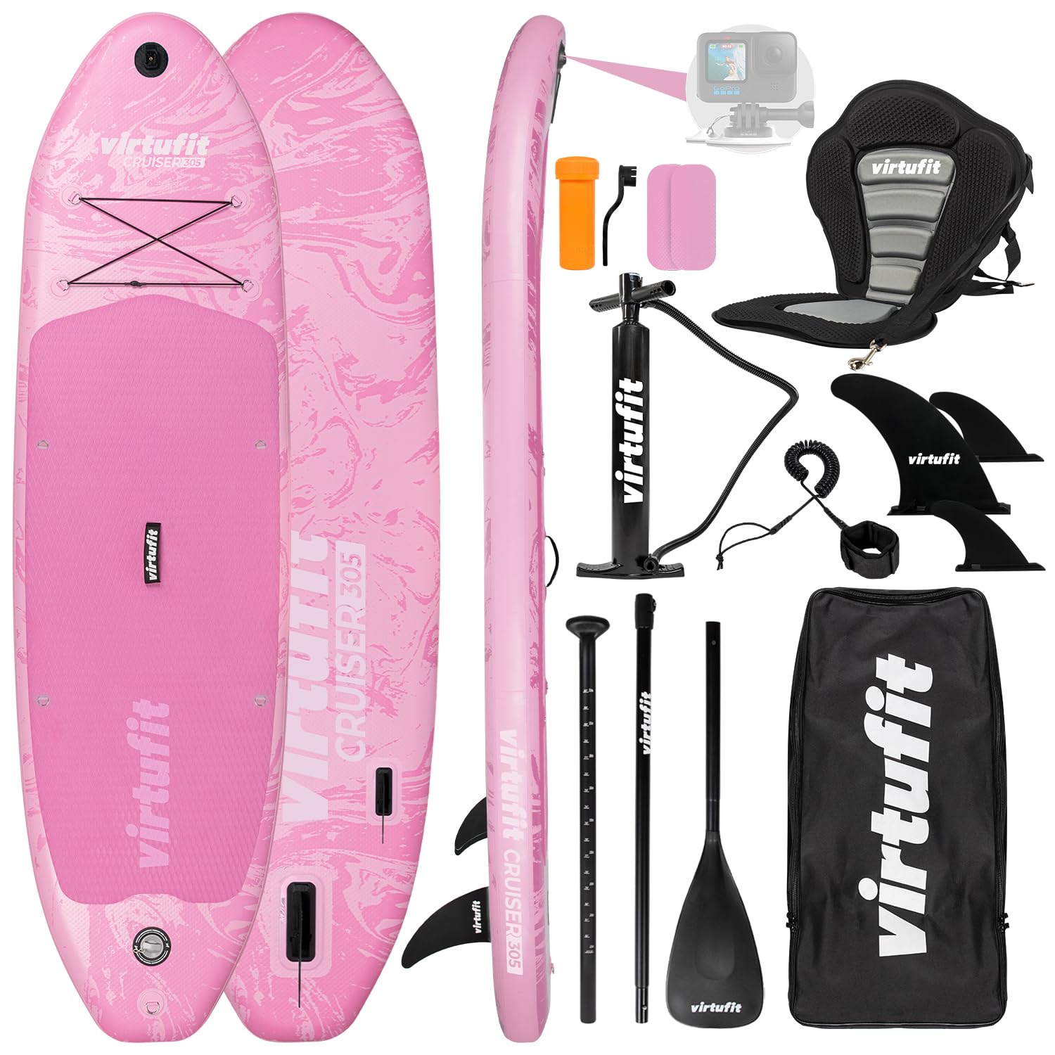 VirtuFit Supboard Cruiser 305 - różowy - z siedziskiem kajakowym, akcesoriami i torbą do przenoszenia