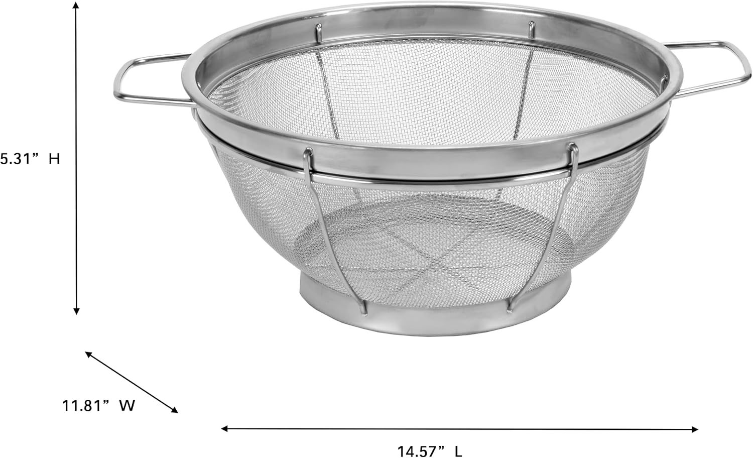 Kitchen Details Stainless Steel Heavy Duty Strainer 12 Inch | Commercial Grade Kitchen Strainer | Professional Food Service