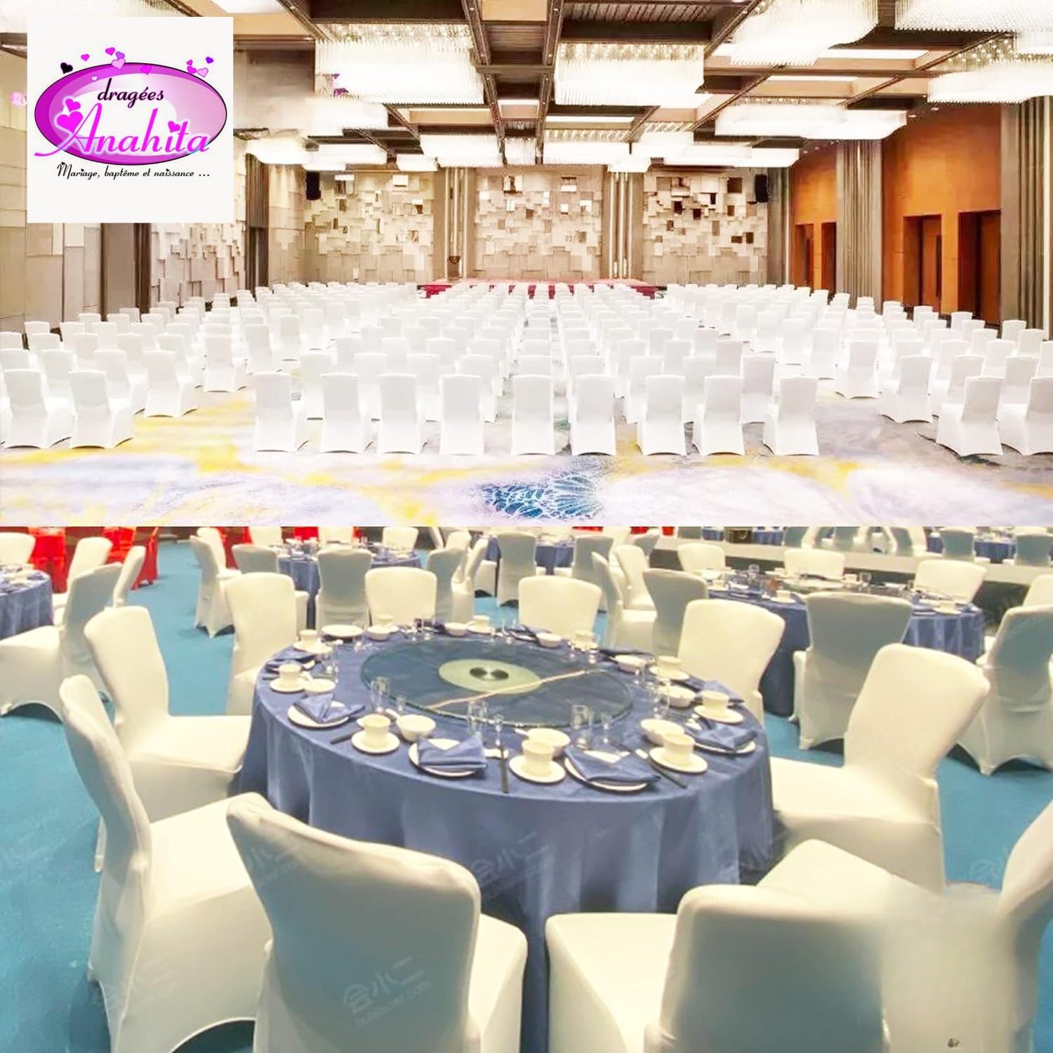 Housse de Chaise Universelle Lycra Extensible | Couleur : Blanc | Déco Mariage - Banquet - Fêtes | Evènements Privés et Professionnels | Lavable - Réutilisable (50)