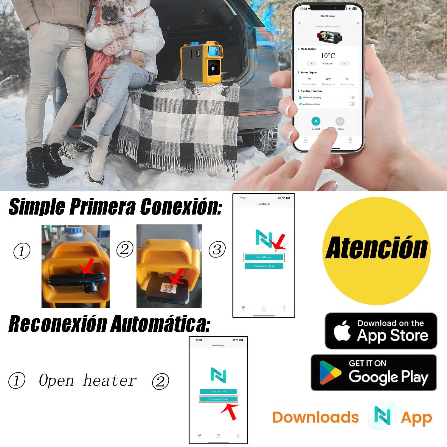 Calentador Kit de reemplazo de pantalla bluetooth, uso de 5500m, modo de ventilación, control de aplicación móvil bluetooth, 12v / 24v, 2kw / 5kw, universal,