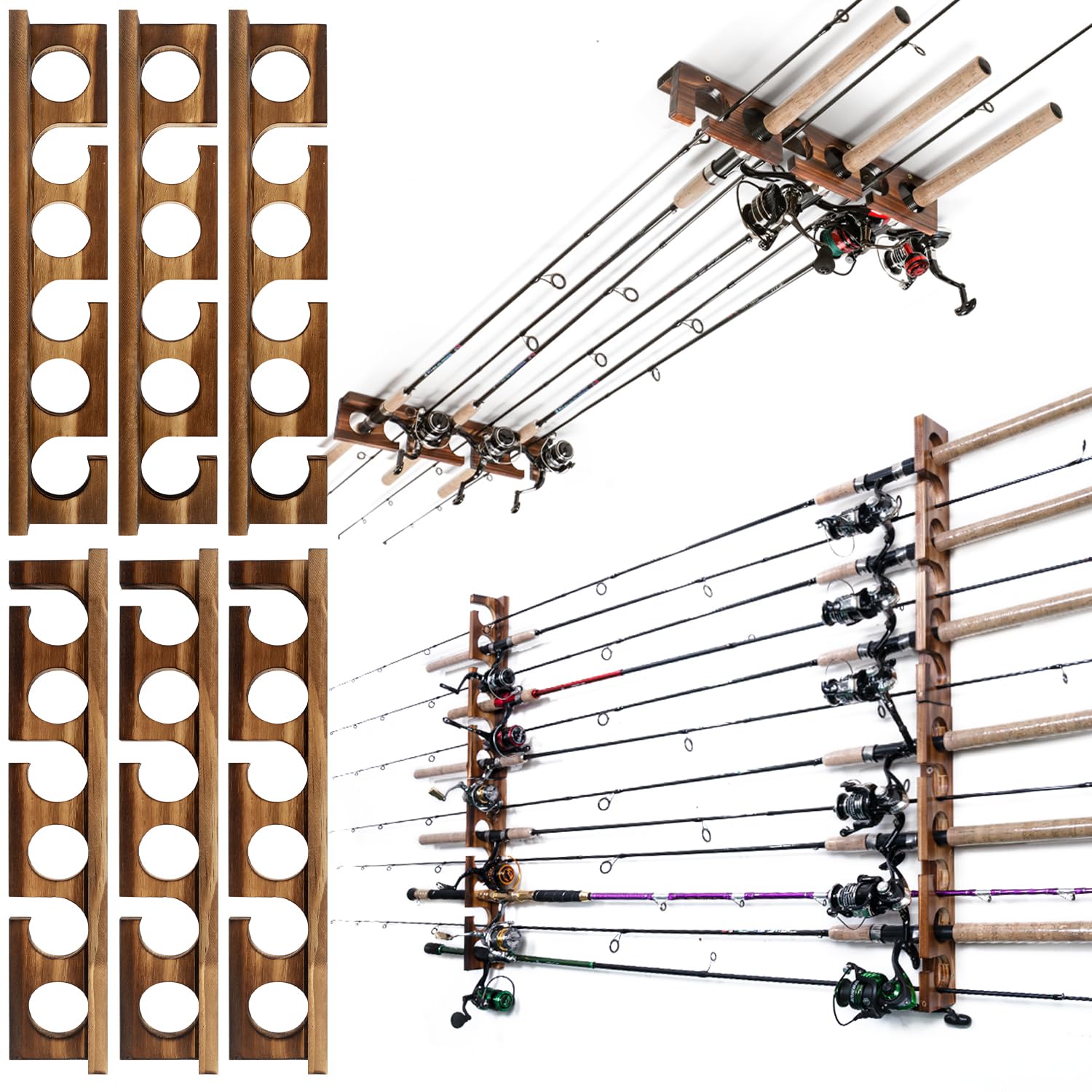 Ghosthorn Fishing Rod Holder,Wall Ceiling Mounted Fishing Pole Rack Garage
