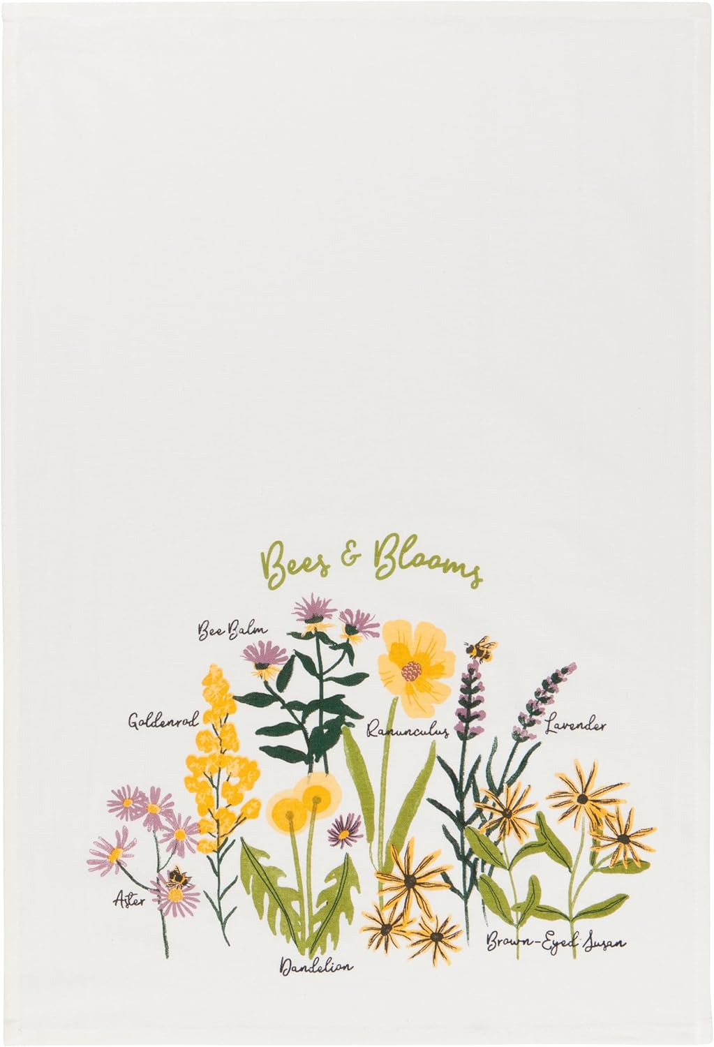 Now Designs Bees & Blooms Bakers Floursack Cotton Dishtowels, Set of 3