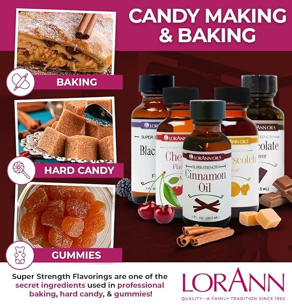 LorAnn Oils Super Strength Flavoring - Used For Candy Making, Flavoring, Baking, Hard Candy, Flavor Oils - Bold, Natural Flavors 4X Stronger Than Extracts - Cinnamon Oil, Pack of 2, 0.125 fl oz