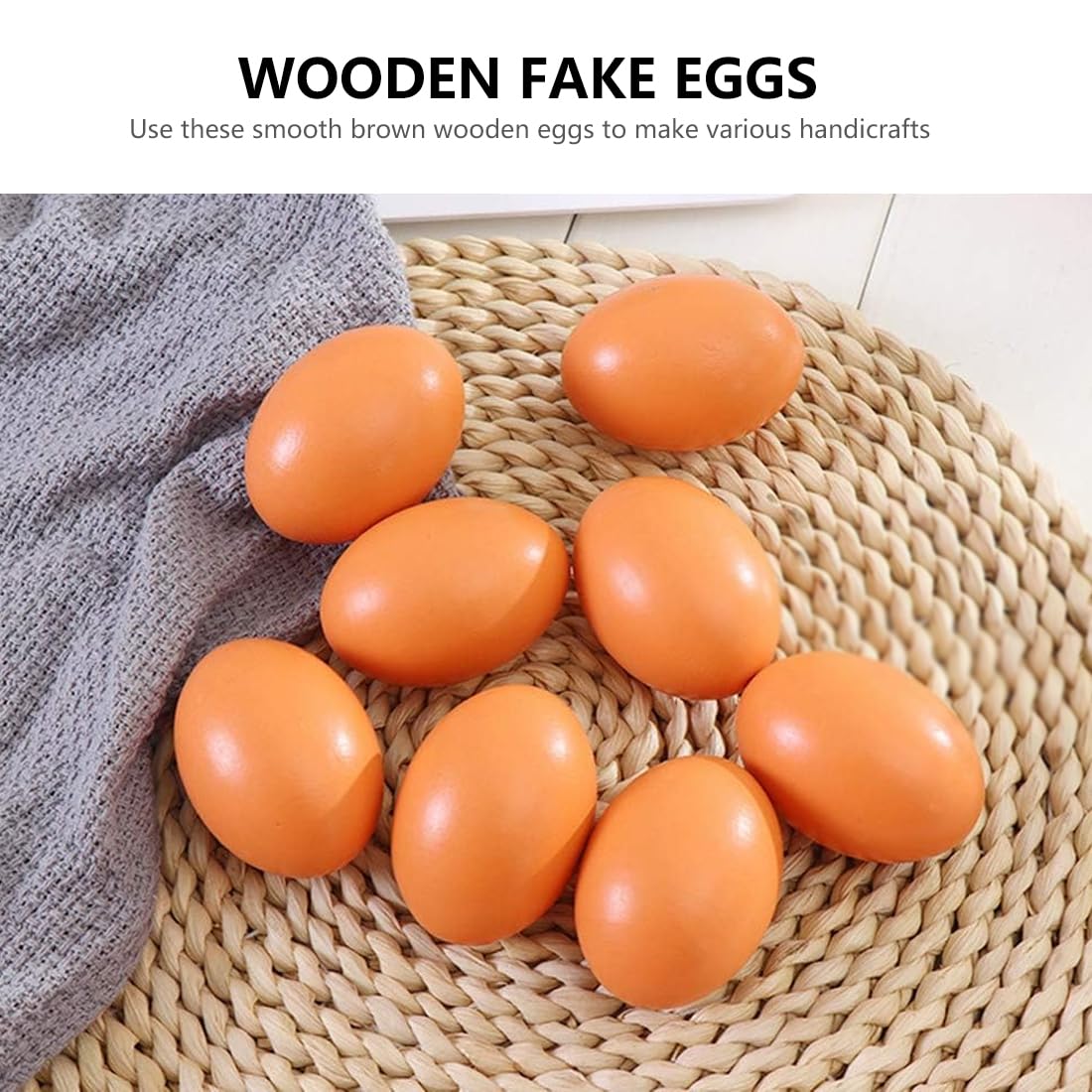 Huevos Artificiales de Madera Set 6 Piezas Decorativos para Nidos y Producción de Aves