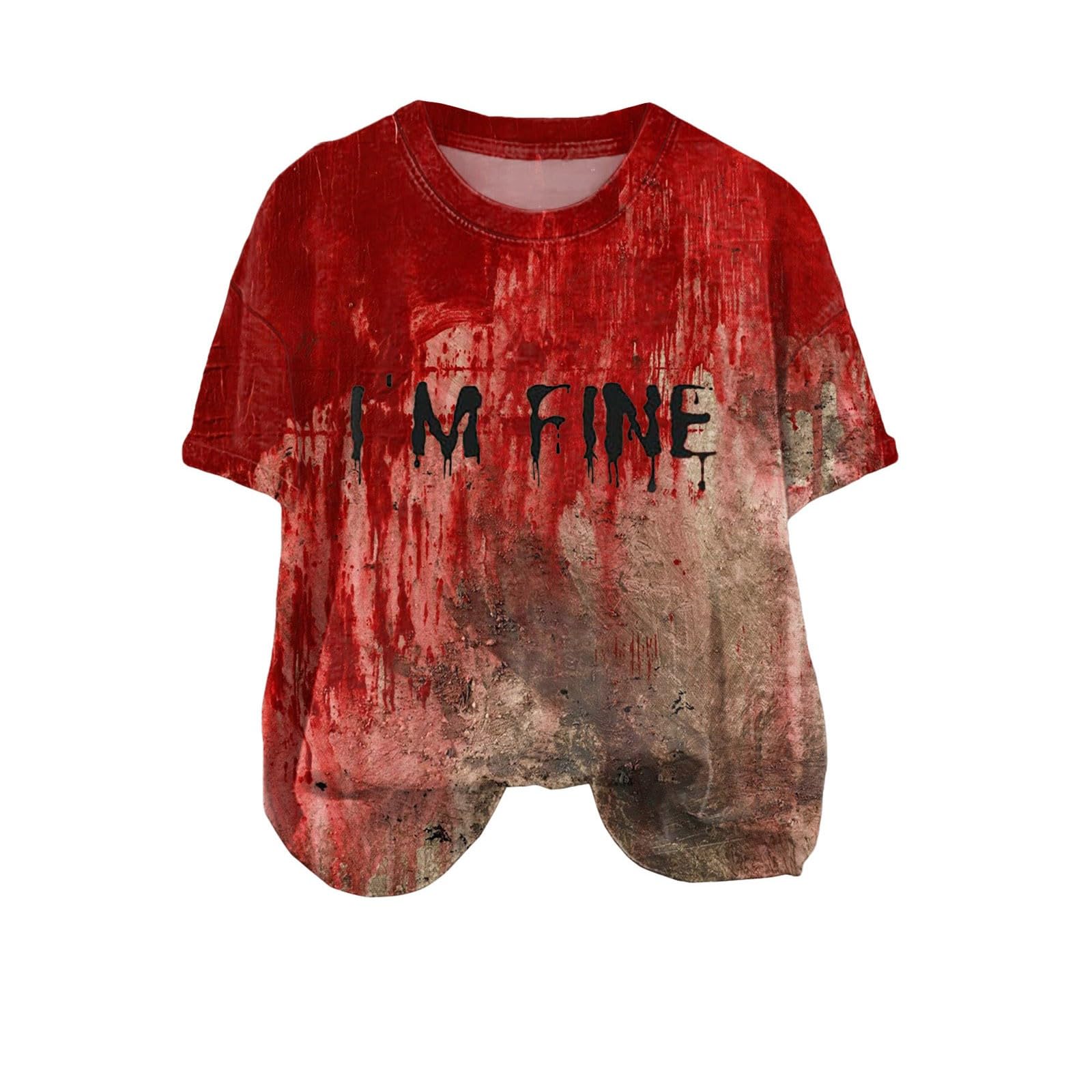 CokbyavlaSplatter Sweatshirt for Women,Halloween Tees Halloween Outfits for Women Blood Polo T-Shirts for Men White Men's Novelty Hoodies Mom Shirt Mens Horror Movie Graphic T-Shirts