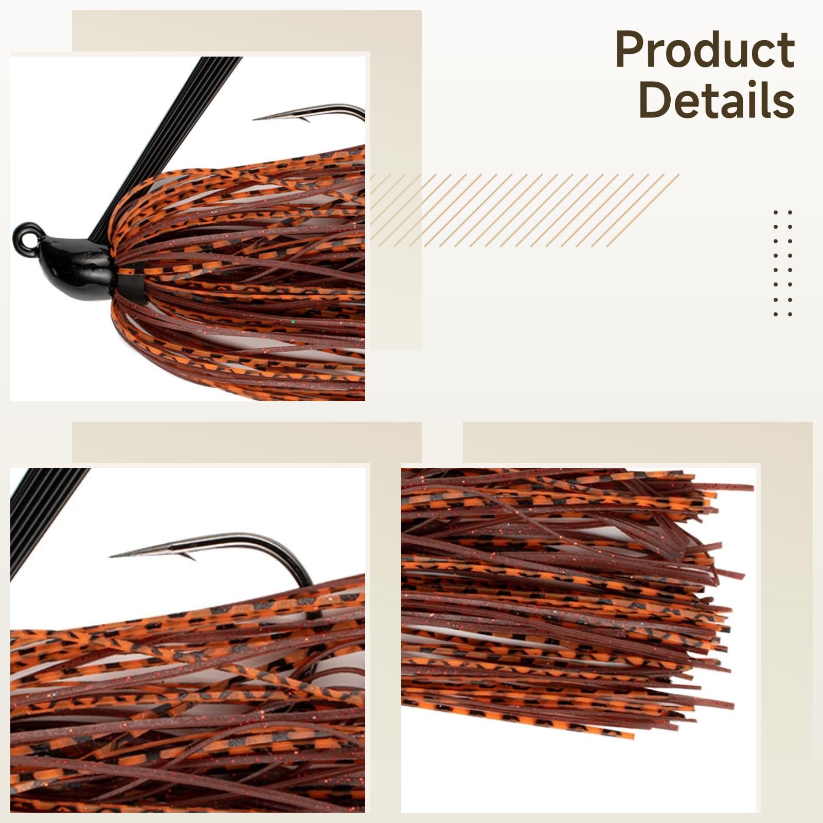 10 Stück hängerarme Jigköpfe, 0,5 oz / 14 g Angelköder, Mustad-Haken Swim Jig, Bass Jig mit Silikonfransen, Angelköder und Tackle mit Hänger-Schutzdesign