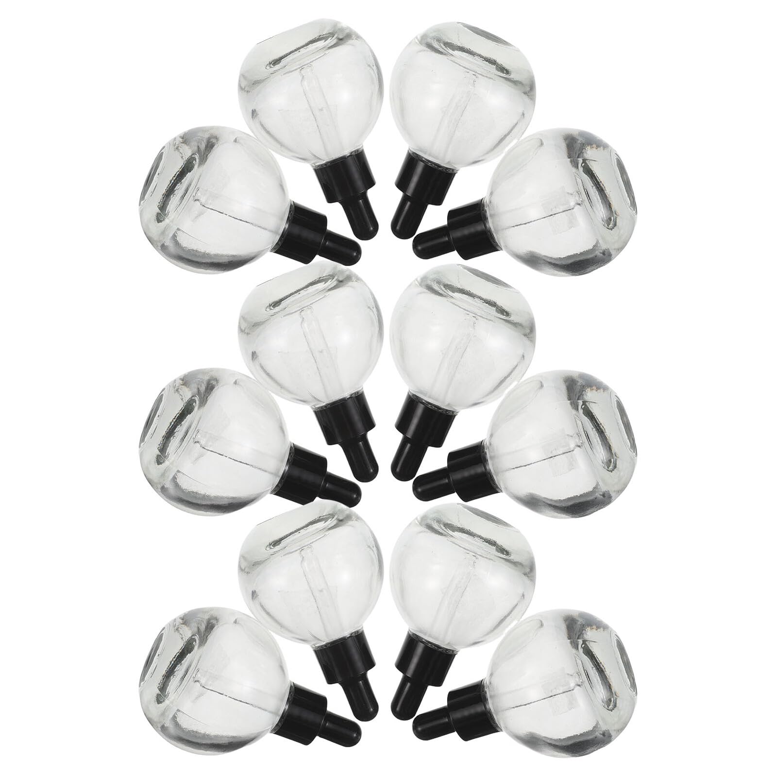 Hemobllo Lot de 12 Fلاcons Compte-gouttes en Verre Transparent 30 Ml Fلاcons D'huiles Essentielles Sphériques avec Pipette Noire Étanche Visage Rechargeables pour Soins Peau et Voyage