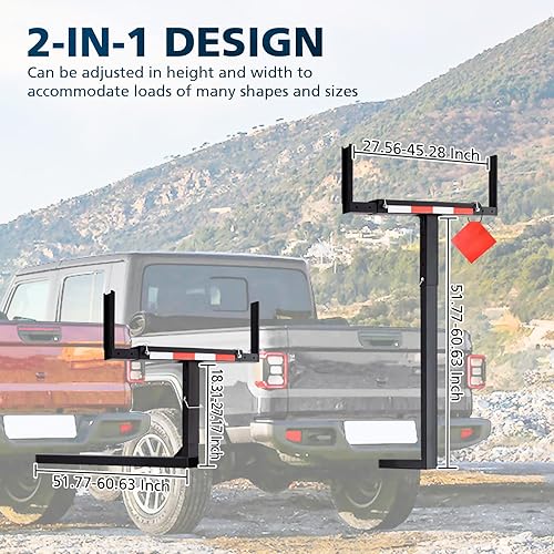 Miniatura 2 de PENSUN Extensor de plataforma de camioneta, diseño 2 en 1 plegable, para canoa o kayak, capacidad de carga de 800 lbs (extensor de plataforma, tiras