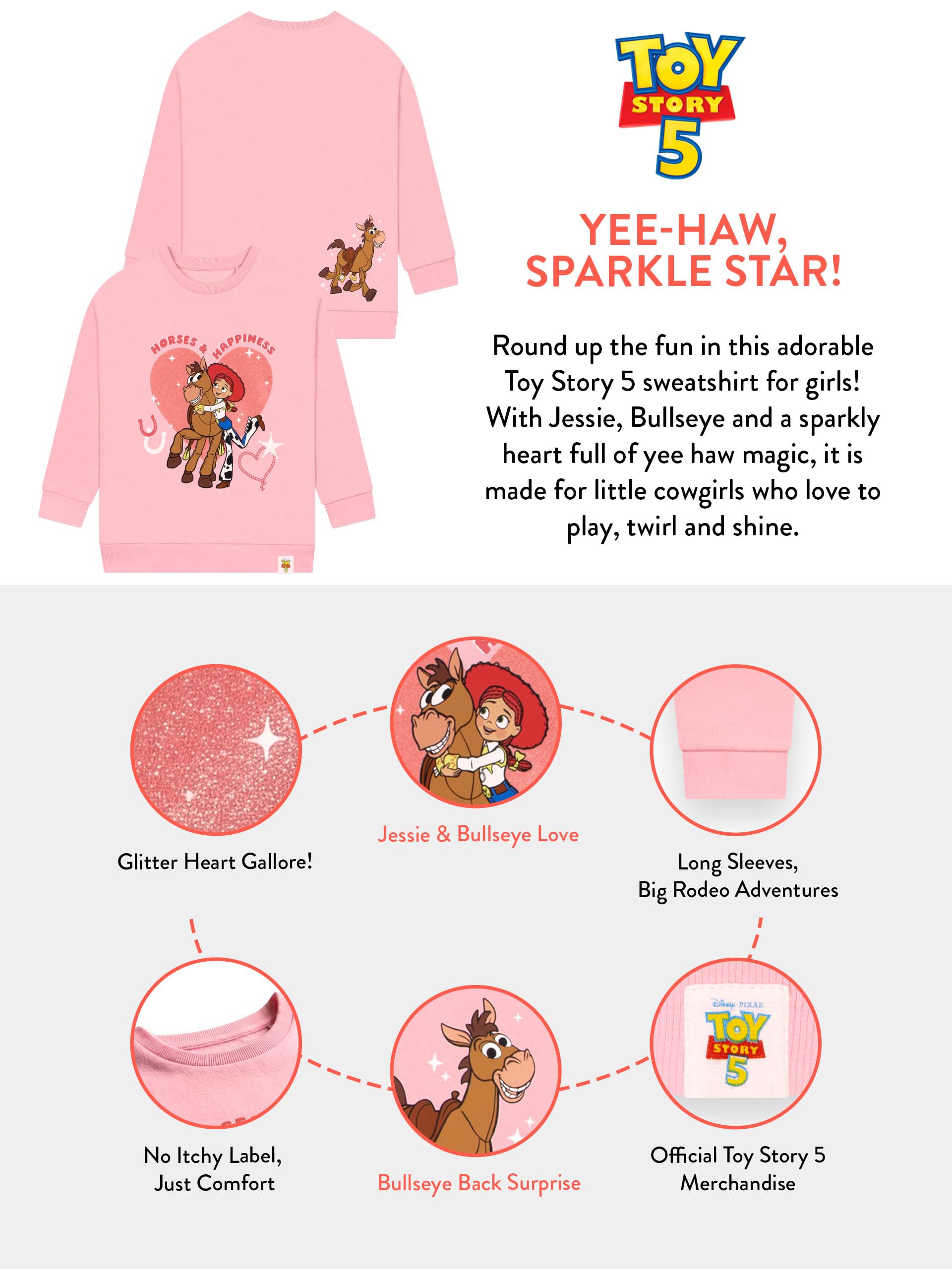 Disney Toy Story Sudadera Niña, Ropa Niños Jessie Y Bullseye, Ropa De Niña Purpurina