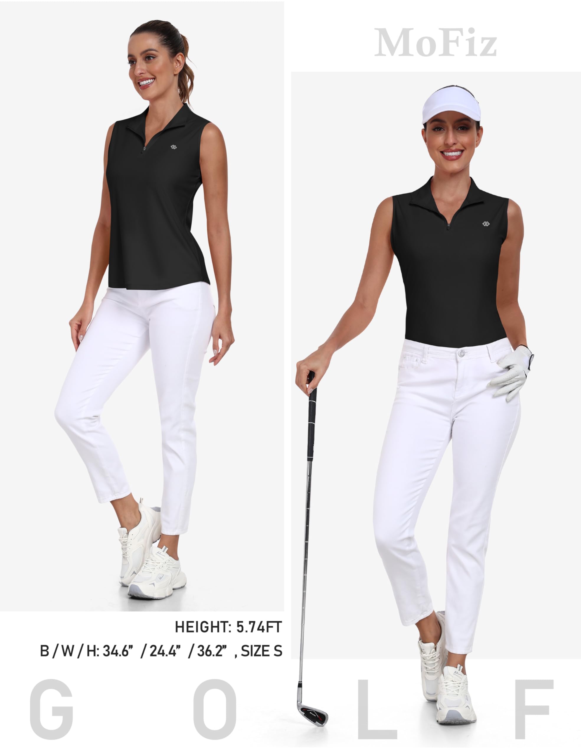 MoFiz Mujer Polo sin Manga Deportes Top sin Mangas Tenis Golf Poloshirt Verano Transpirable Yoga Tops