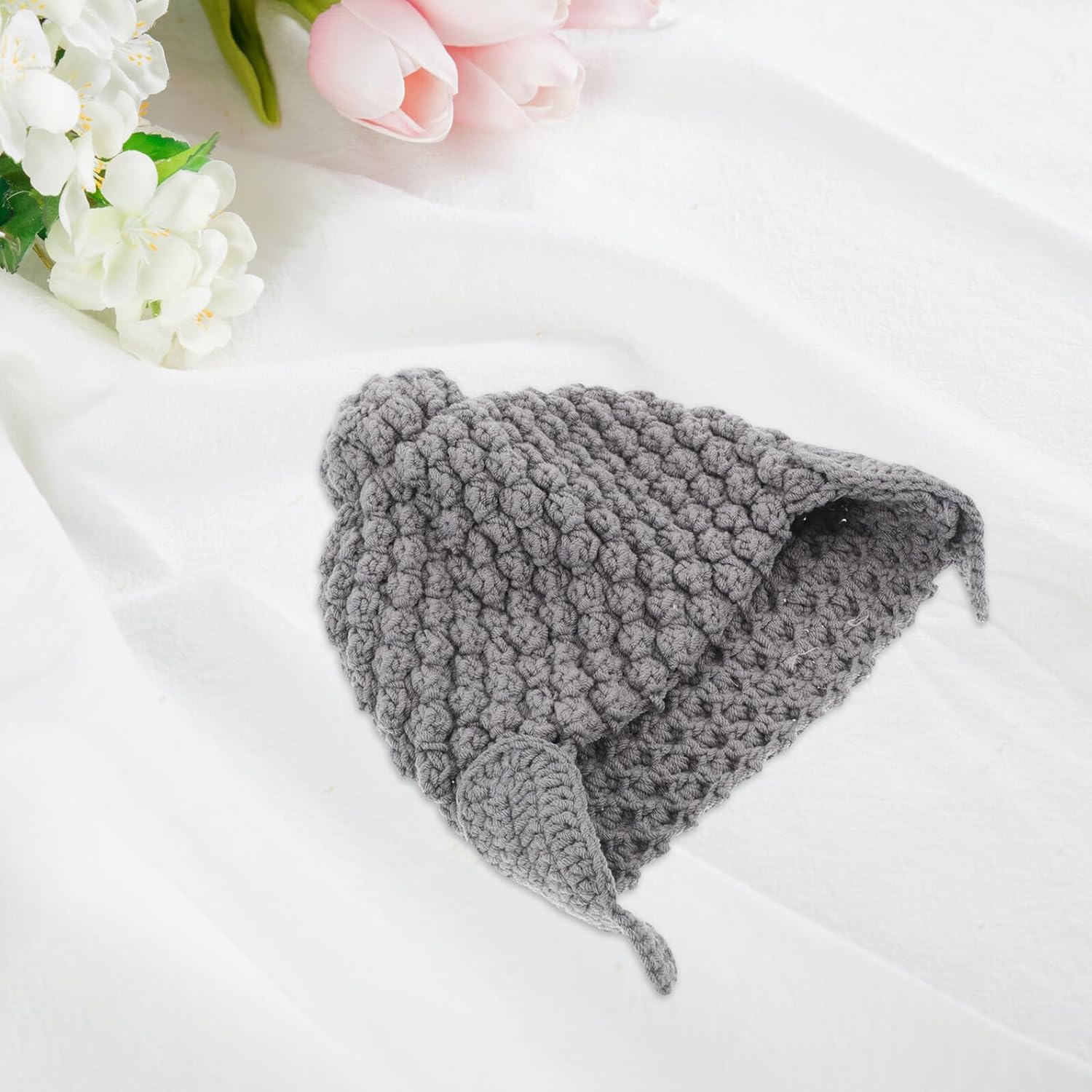 Abaodam Knitted Warm Beanie Hat with Ear Flaps for Women Men, Cute Novelty Woven Winter Cap, Cozy Ear Warmer, Handcrafted Gray Knit Hat for Cold Weather