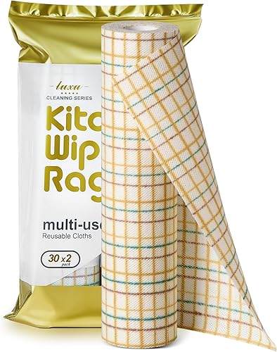 Miniatura 1 de LUXU Toallitas de limpieza reutilizables, paños reutilizables multiusos secos, 60 unidades, paños de limpieza reutilizables resistentes, toallas de