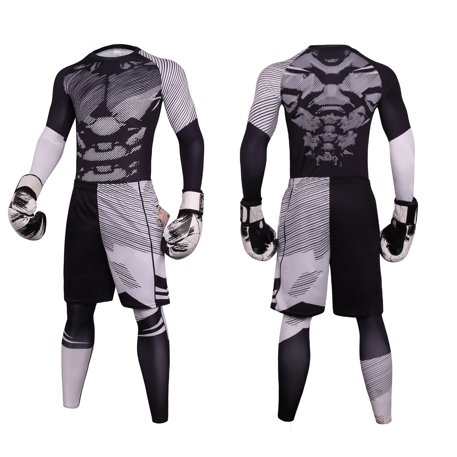 Ensemble Compression Homme Wayleb 3 Pièces - Maillot, Short, Legging - Sport, Fitness - S-XXL