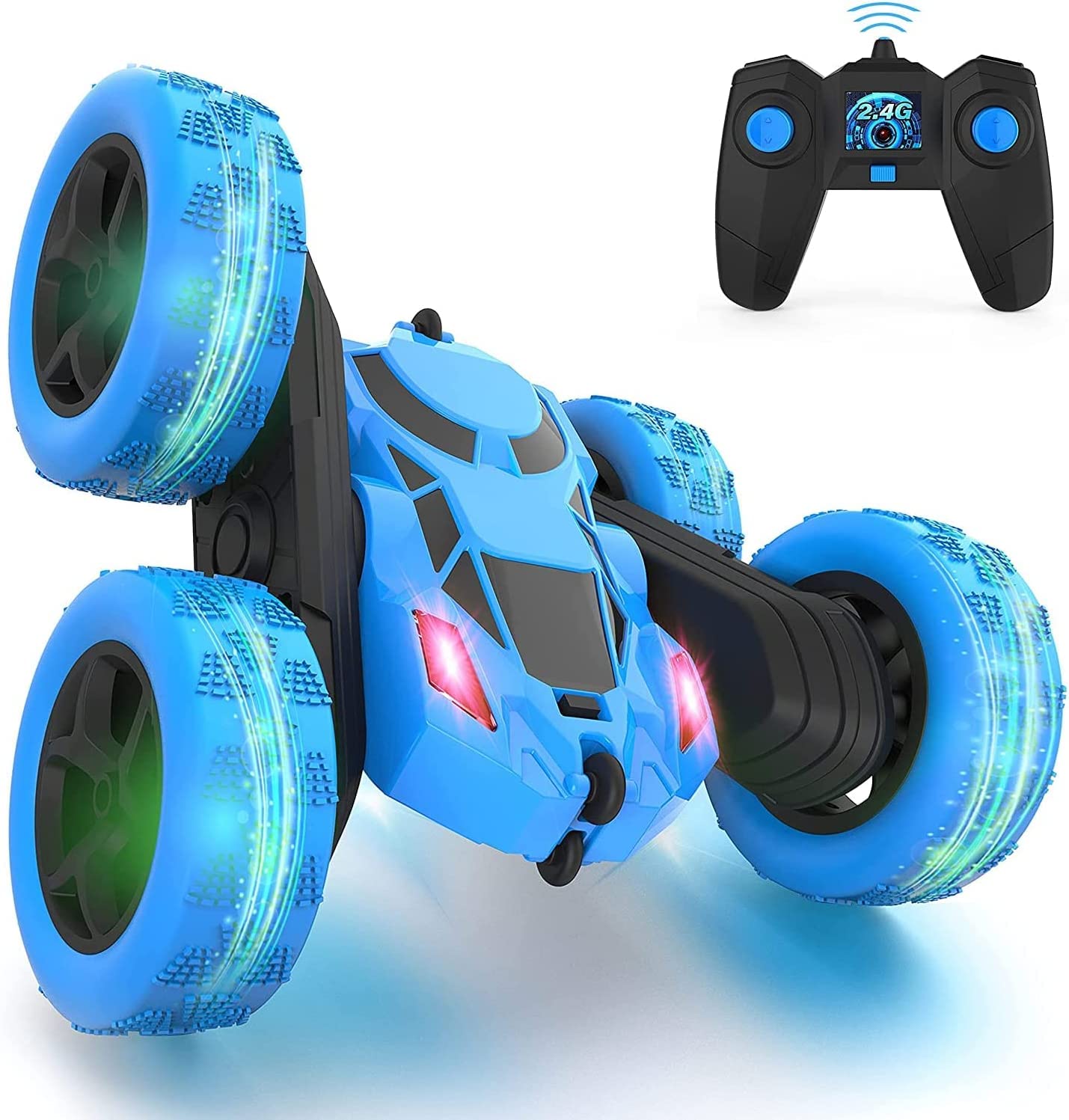 RC Stunt Car: RC Car for Kids Aged 6-12 with 360-Degree Flip 4WD and Anti-Interference Technology (Blue)