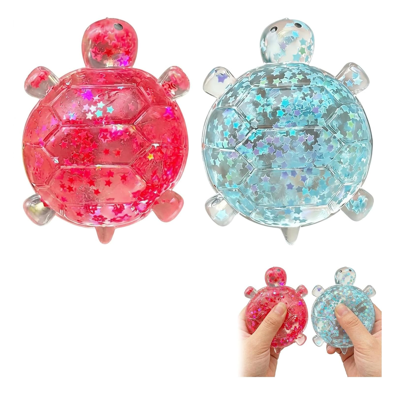 GETFACAI 2 PCS Turtle Squishy, Sugar Squishy, Desk Companion, Portable Design, Two Pack, Pink and Blue Colours