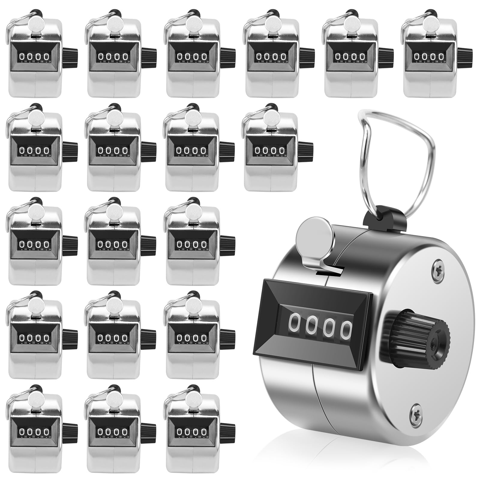 20 Stück Handzähler Zähler, Metall Zähler Klicker Counter | 4-Stellige Handzähler Klicker, Klicker Zähler für Coaching, Knitzen, Angeln, Golf, Sportveranstaltung.