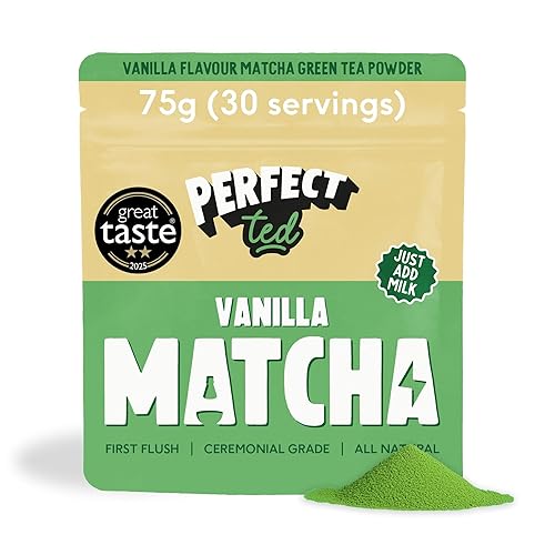 Perfect Ted Polvo de matcha  Sabor de vainilla de 2.65 oz  Matcha en polvo de grado ceremonial  Uji de origen único, Japón  Polvo de té verde matcha