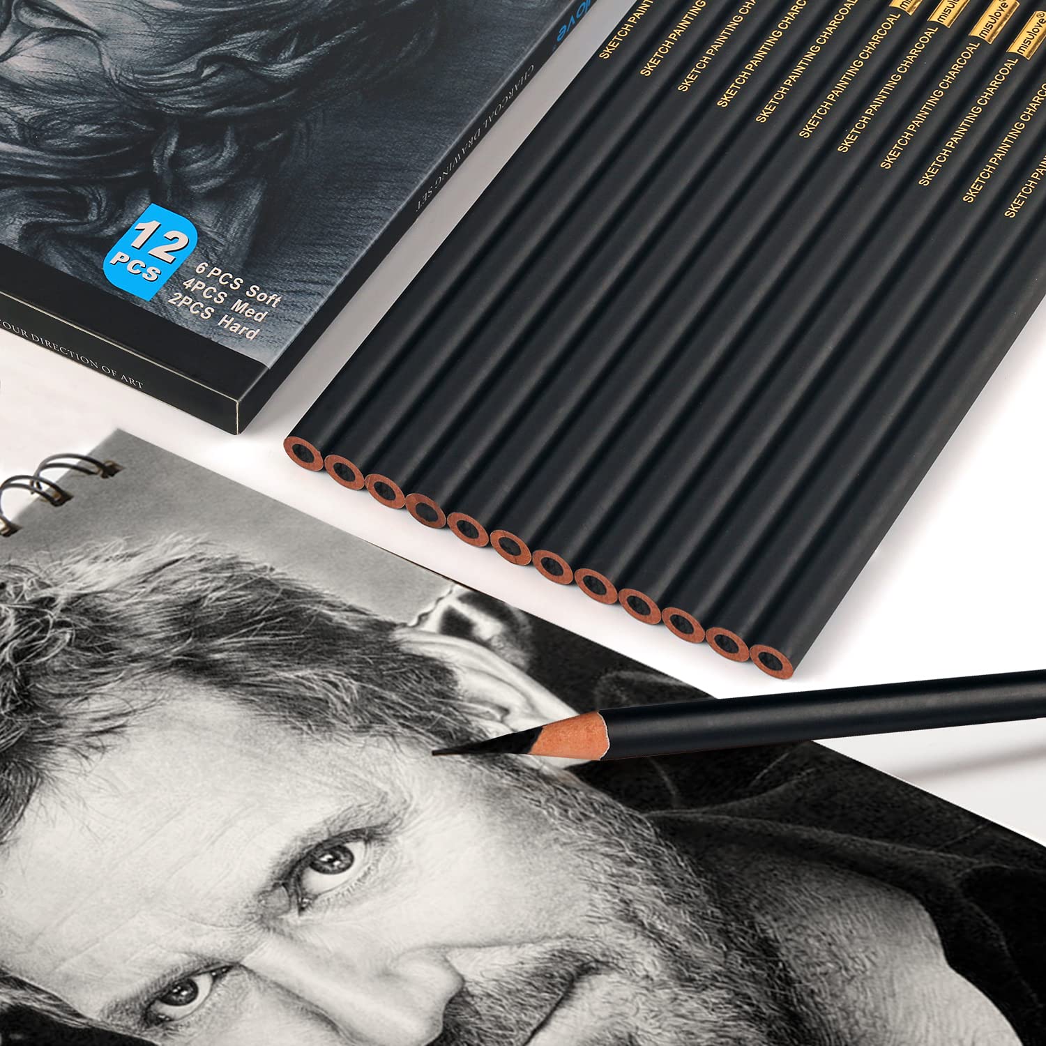 Buy MISULOVE Professional Charcoal Pencils Drawing Set 12 Pieces