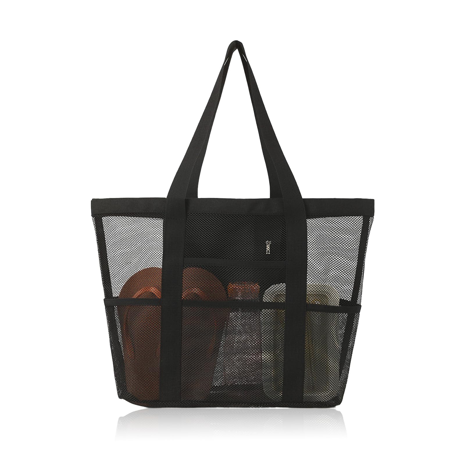 Borsa da Spiaggia Rete Grande Capacità Impermeabile Leggera con Cerniera per Piscina Picnic Viaggio