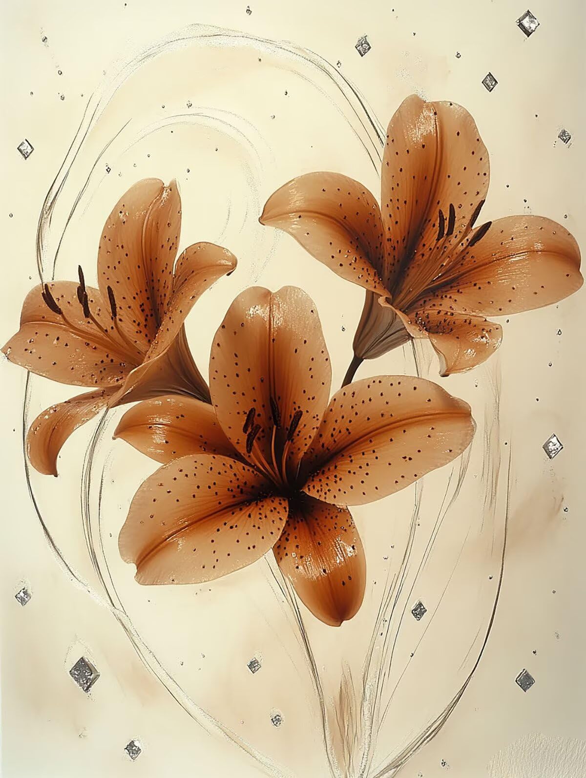 Dipingere con i Numeri Fiore, Paint by Numbers Adulti Pianta, Fai da te Creativi Adulti Quadri da Dipingere Numerati Kit per Decorazione Della Parete di Casa, Regalo 70x95 cm Senza Cornice 5U-1