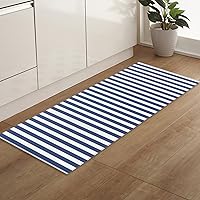Vista 11 de Alfombras de pasillo, a rayas anchas blancas y negras, antideslizantes, de perfil bajo, para entrada, cocina, lavandería, dormitorio, 19.7 x 63
