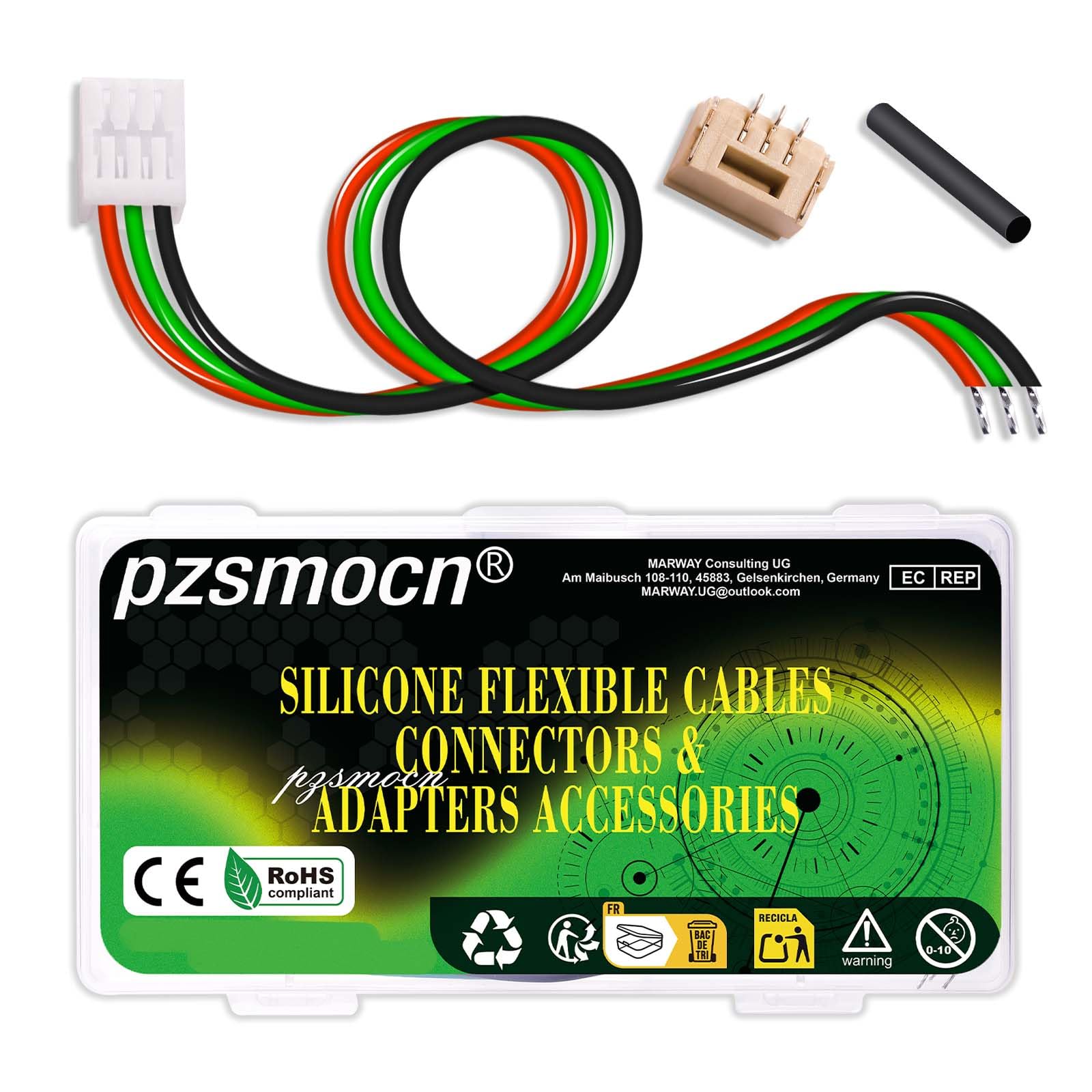 15 set/60 pezzi Mini Micro JST-GH-SMD-VHR 1,25 mm 3 pin 30 AWG Kit Cavo in Silicone, Connettore Femmina con Filo 20cm e Spina Maschio IC, per Strisce luminose a LED, Giocattoli RC, Batterie