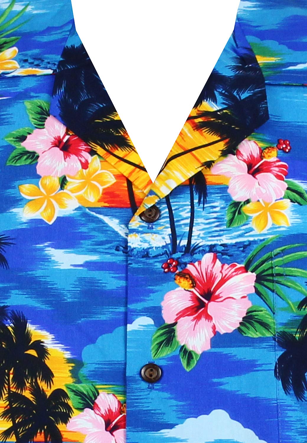 P.L.A. Pacific Legend Original Hawaiihemd Kurzarm Herren Kurzarm Button-Down Front-Tasche Hawaii-Print Rosa Blüte