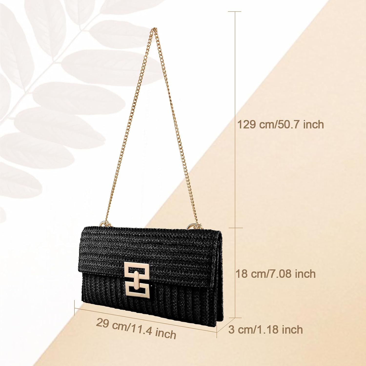 Straw Clutch Purse Crossbody Bag for Women Designer Evening Handbag Casual Summer Beach Straw Shoulder Bag - Image 7