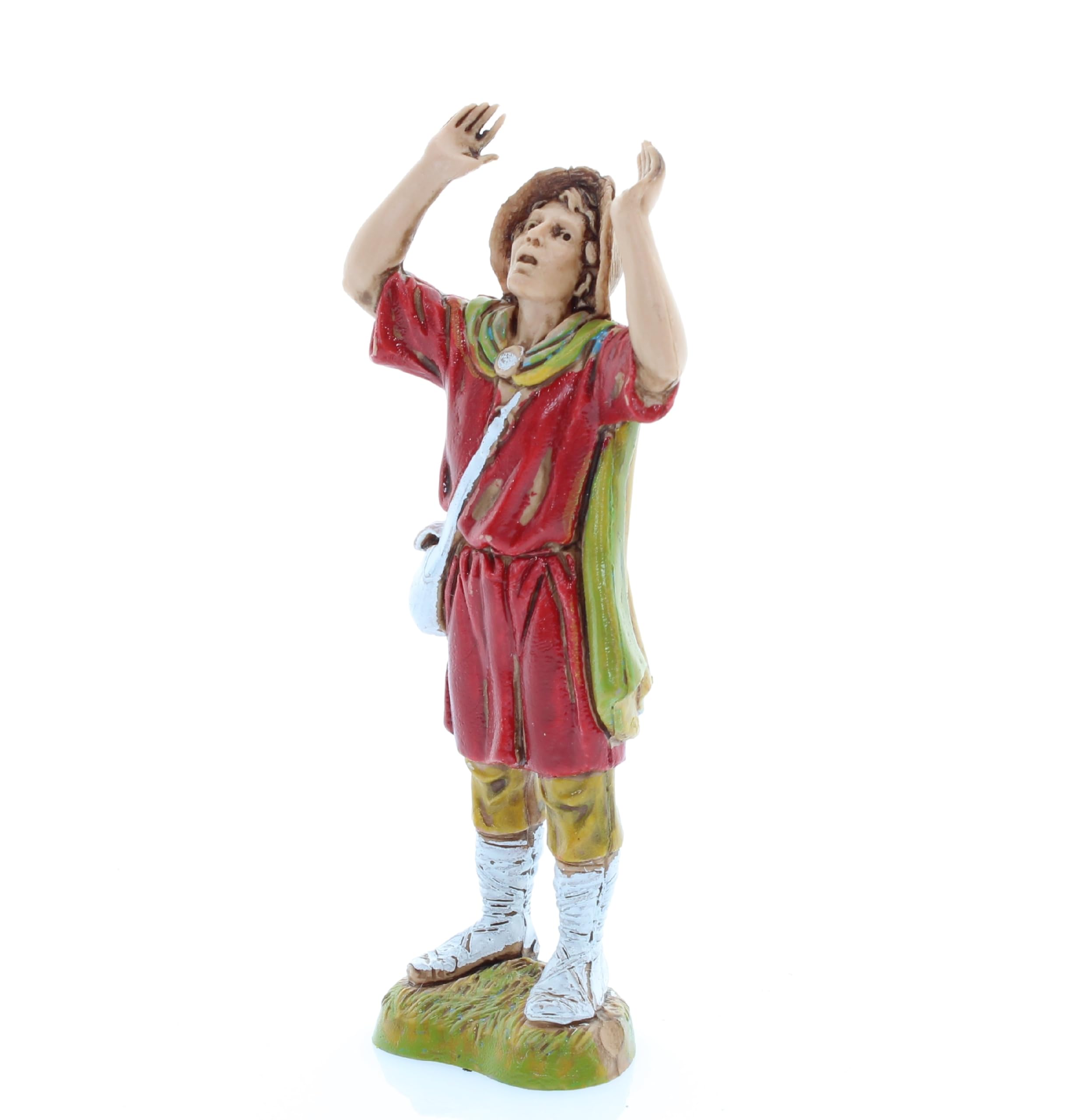 Moranduzzo Vecchio con Bastone per Presepe da Cm 10 Scala 1:20 – Altezza 8,7 cm – Statuina in Resina PVC, Indistruttibile, Stile '700, Rifinita a Mano, Scultore M. Landi