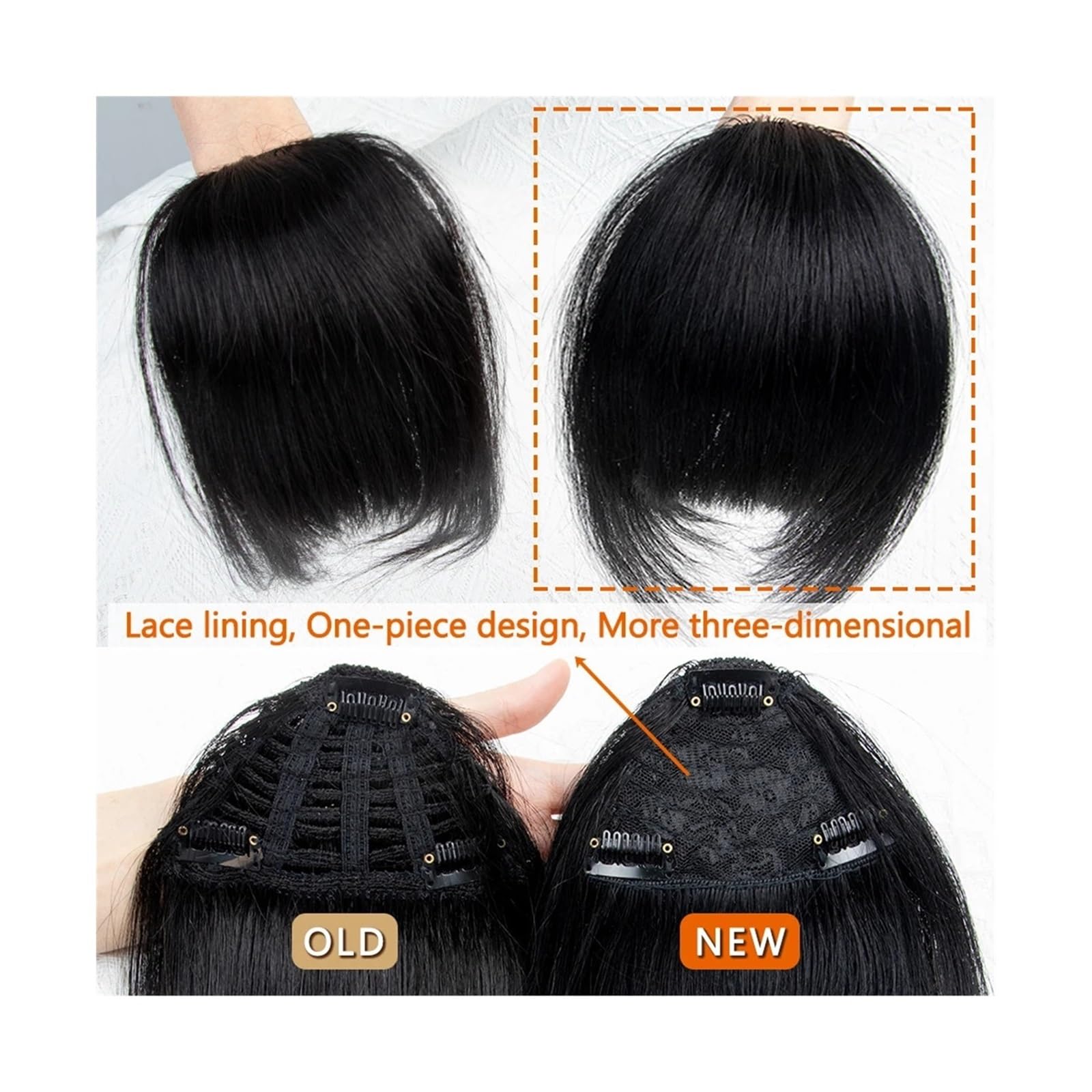 Frangetta Finta Capelli Clip Frangia di capelli umani 3 clip Frangia di capelli naturali con taglio smussato 3D Clip sopra la testa nelle estensioni dei capelli Non Remy 2,5"x4,5" Nero Marrone Biondo