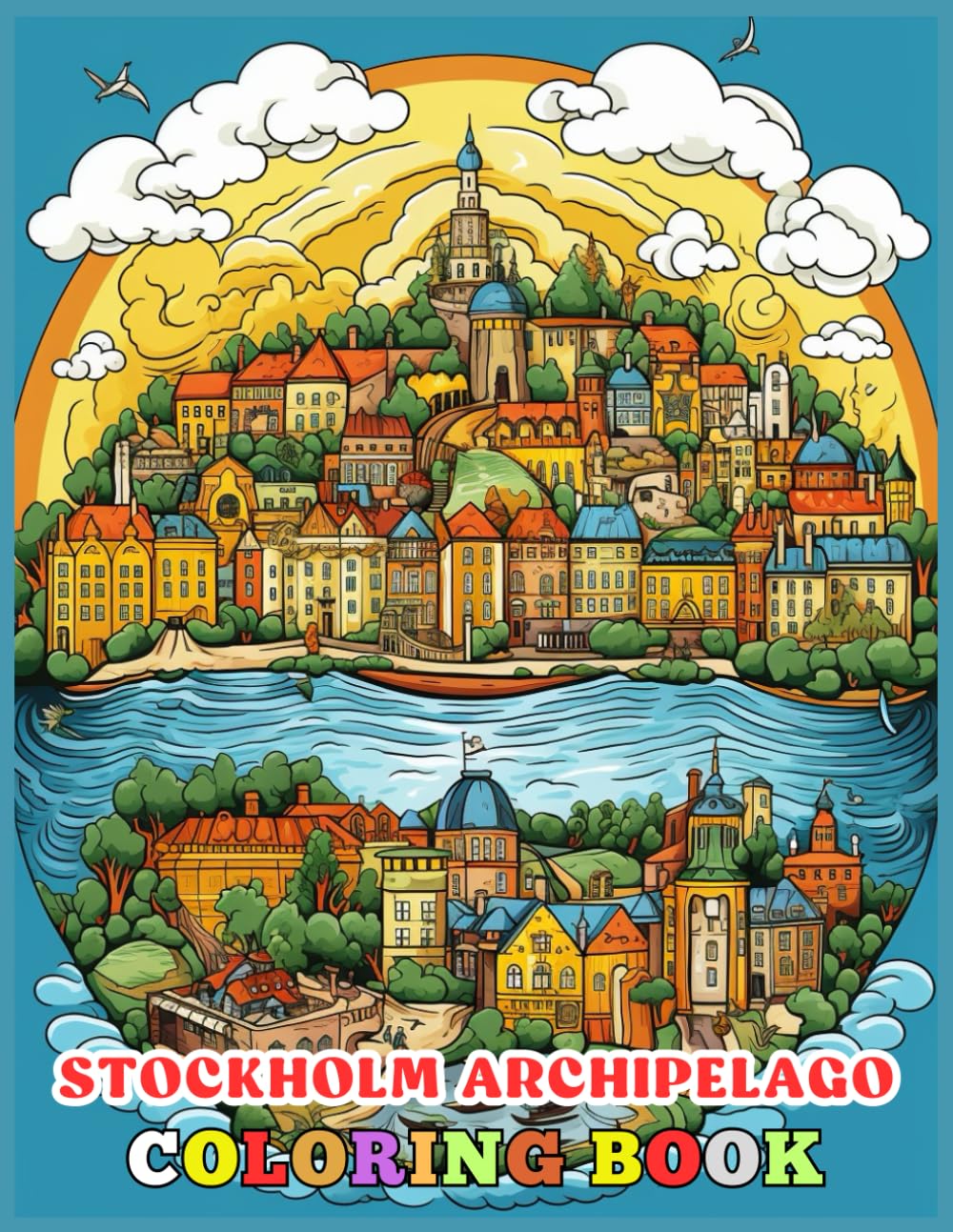Stockholm Archipelago Sweden Coloring Book For Adults: Old Town Mandala Coloring Pages For Relaxing, Calming, Stress Relieving