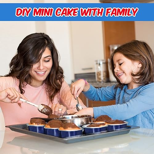 Miniatura 6 de Geiserailie 40 juegos de moldes cuadrados de papel de aluminio para tartas de 4.4 fl oz4.4 onzas, mini moldes para cupcakes con tapas, moldes