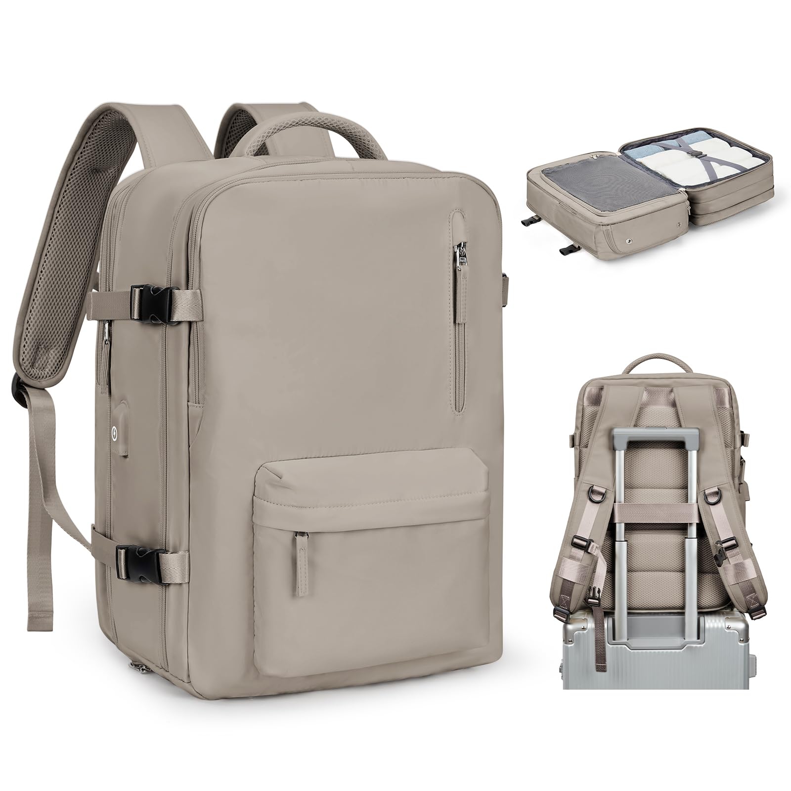 SZLX Mochila Viaje Cabina Avion 40x20x25 Mujer Ryanair Maleta Mochila 45x36x20cm Easyjet Equipaje de Mano tamaño Mochila Expandible Hombre Travel Backpack Mochila para Portatil Impermeable con USB