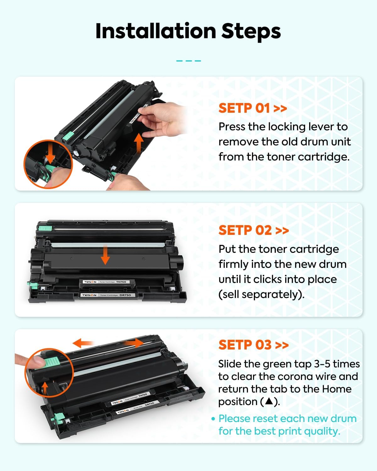 TESEN DR730 DR760 Compatible Drum Unit Replacement for Brother DR730 DR760 for HL-L2325DW HL-L2350DW HL-L2370DW HL-L2390DW HL-L2395DW MFC-L2690DW MFC-L2717DW MFC-L2750DW Printer ( Not Include Toner)