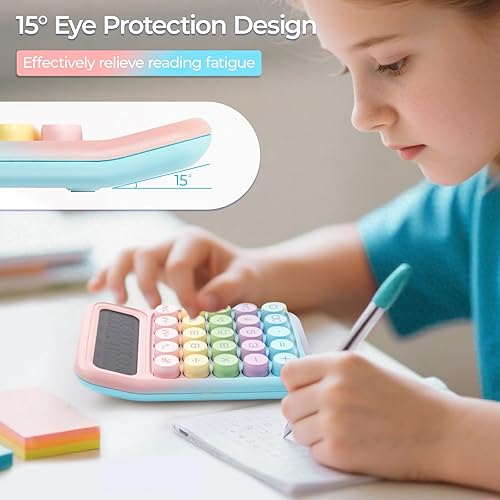 Miniatura 12 de M&G Calculadora de interruptor mecánico, calculadora de escritorio básica de 10 dígitos, pantalla LCD grande y botones grandes, lindas calculadoras