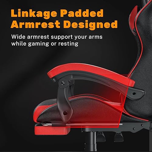 Miniatura 6 de Silla de juegos con reposapiés, cómoda silla ergonómica de escritorio para juegos, silla de computadora ajustable, cómoda silla reclinable