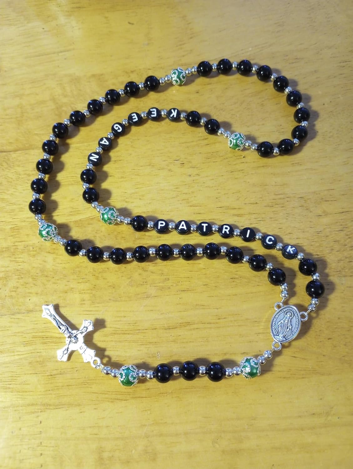 Personalized with Name Rosary Beads Crucifix * Prayer Meditation Beads * Jesus * Baptism * Christening * Black beads with accent color of your choice - Image 3