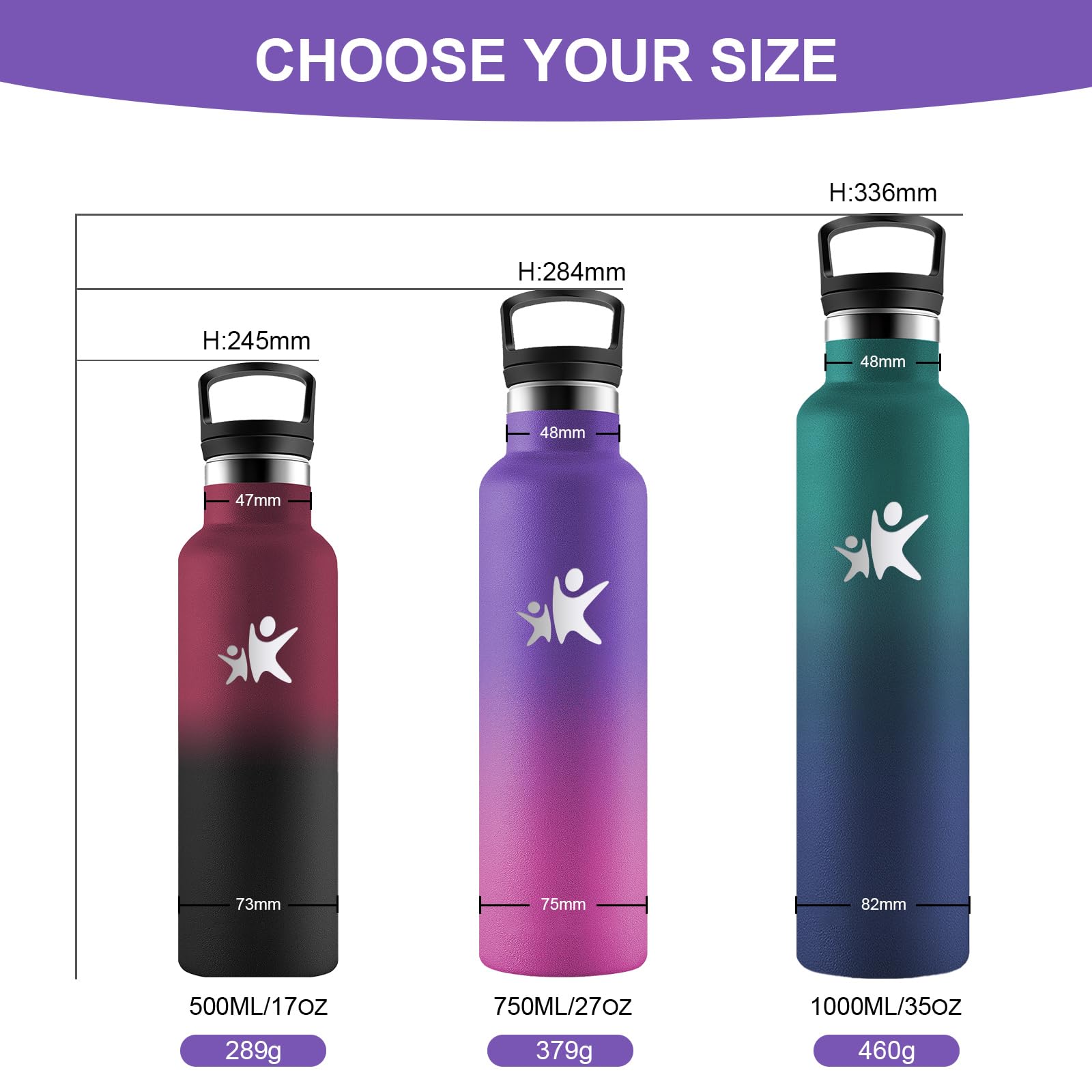 Borraccia 750 ml, Borracce Termica, Borraccia Termica Acciaio Inox, Bottiglia Acqua con Cannuccia, senza BPA, a Prova di Perdite, per Bevande Gassate, Fitness, Campeggio