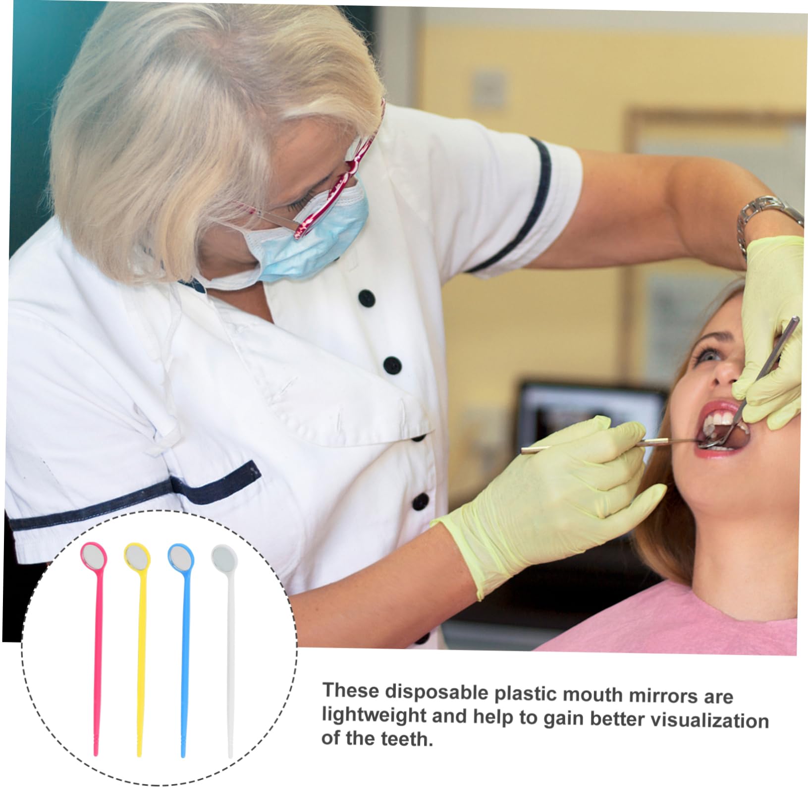 TOPBATHY 3 Set Kit Di Specchietti Per Esame Orale A Forma Di Denti Morbidi Per Adulti Con Riflettore Intraorale Specchietti Orali Specchietto Intraorale Specchietti Monouso In 20 pezzi*3