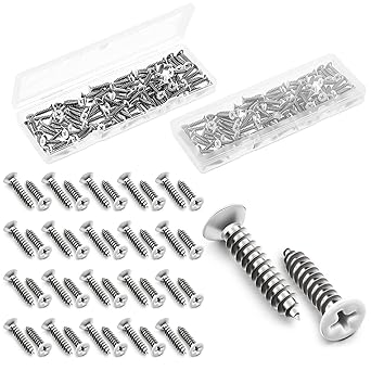 100 Pieces #8 White Screws Wall Plate Screws Painted Antique White Coated Stainless Flat Head Self-Tapping Screw for Wall Plates Switch Covers Replacement Outlet Light Switch Plate (32 x 3/4 Inch)