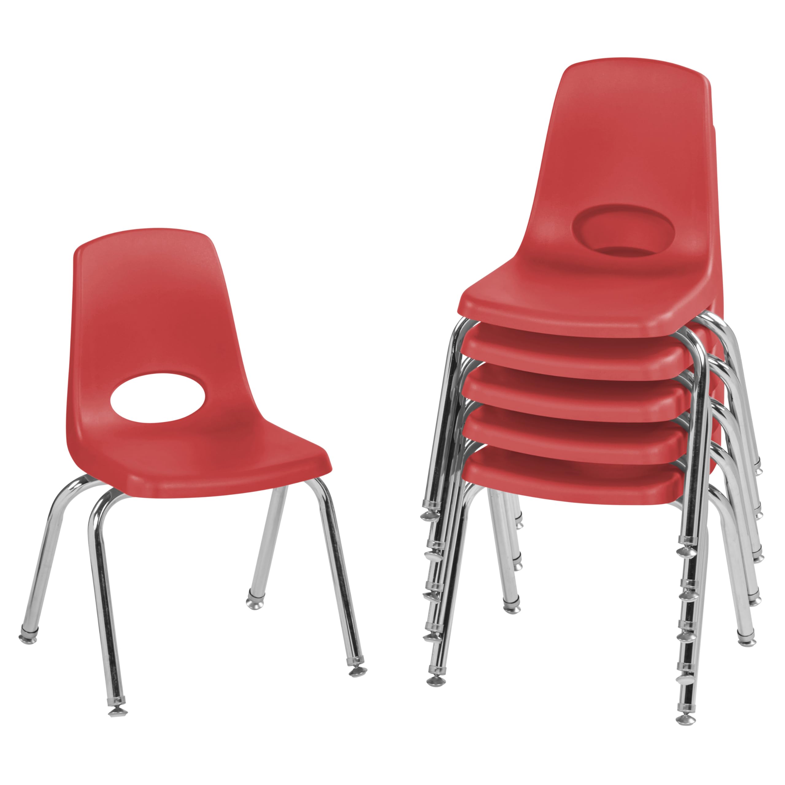FDP 14" School Stack Chair with Swivel Glides, Red, 6-Pack, 10364-RD
