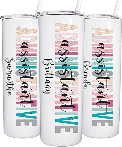 AVITO Vaso personalizado para asistente administrativo, vaso de acero inoxidable de 20 onzas, regalo de oficina