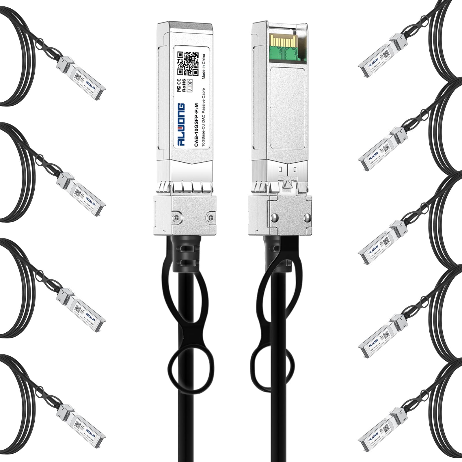 SFP+ pasywny kabel DAC Twinax do Cisco SFP-H10GB-CU3M, Ubiquiti, D-Link, Huawei, Intel, Meraki, Mikrotik, Netgear, TP-Link itp., 3 m, 10 sztuk