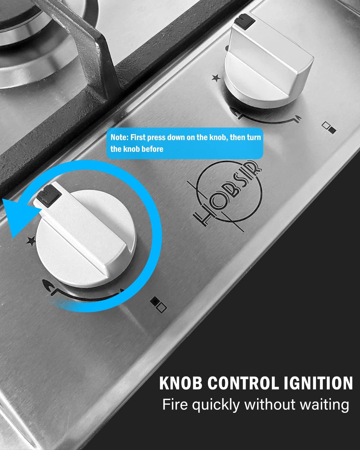 Piano cottura 2 fuochi gas, Piano cottura a gas 4750 W, LPG e NG commutabili, Con dispositivo FFD, Manopola di comando, Facile da pulire, Incasso, Con spina, Acciaio inossidabile, Hobsir Piano cottura 2 fuochi gas, Piano cottura a gas 4750 W, LPG e NG commutabili, Con dispositivo FFD, Manopola di comando, Facile da pulire, Incasso, Con spina, Acciaio inossidabile, Hobsir